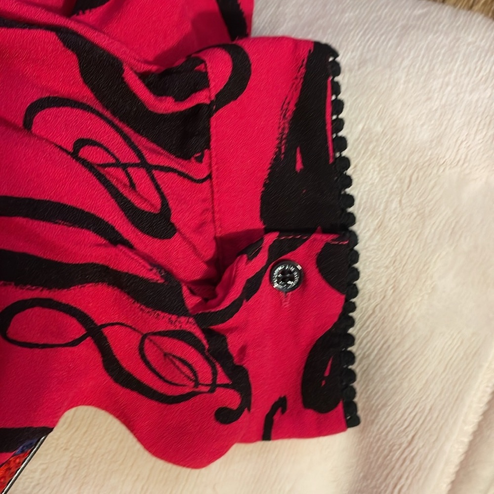 LOVE MOSCHINO Jabot Music Notes Printed Dress, Fuchsia Sz. 10 - Picture 8 of 10
